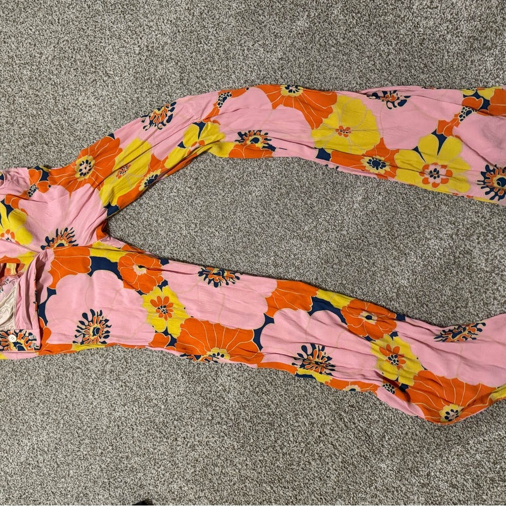 Zara Pink and Orange Floral Pants